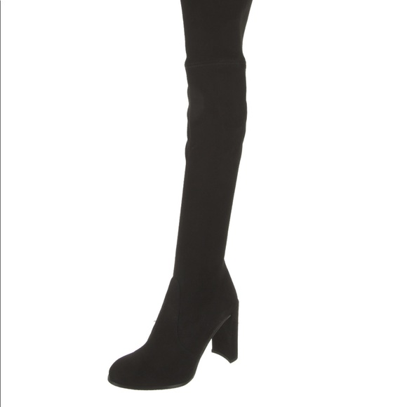 Authentic Stuart Weitzman Black Suede Hiline Blasue Over Knee Boots - Picture 2 of 4